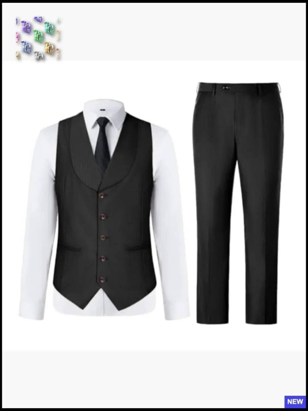 Slim Fit Suit Vest Pants Set Formal Classic Elegant Wedding Business Groomsmen